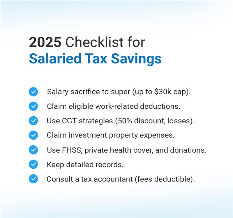 2025 checklist for salaried tax savings in Australia